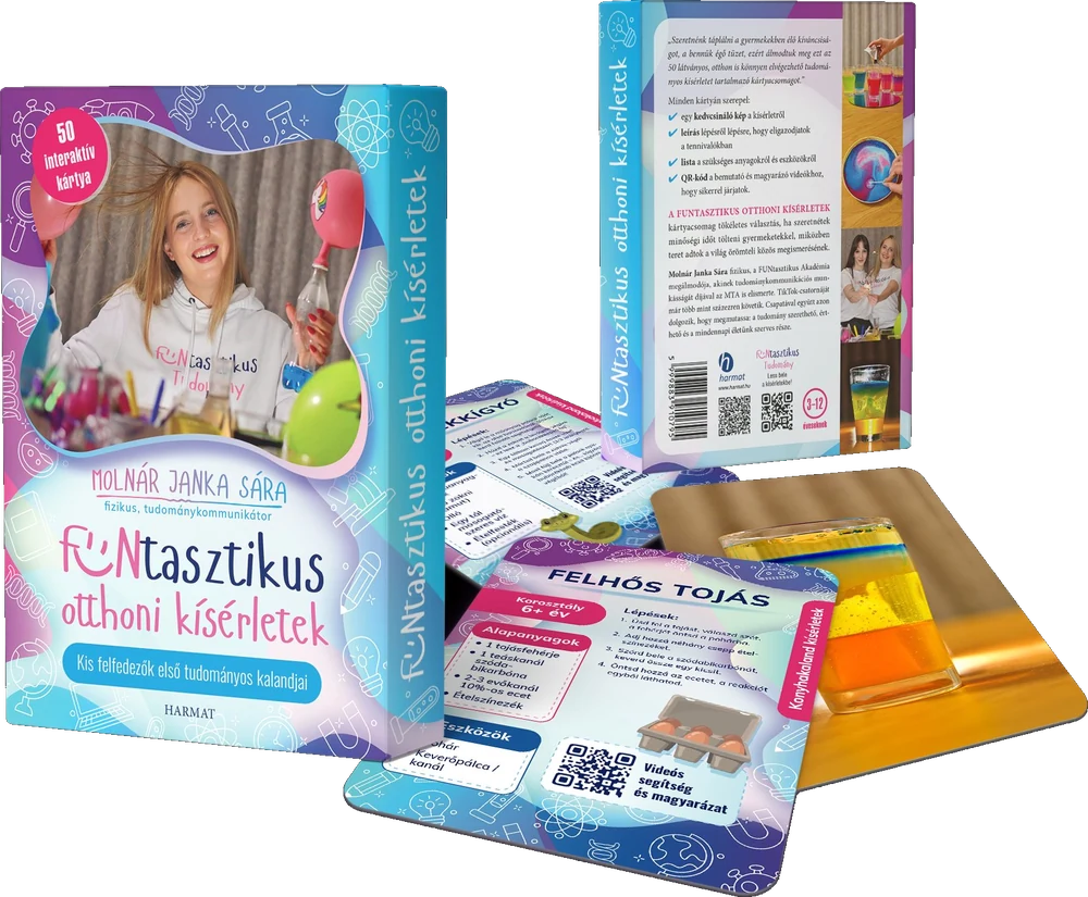 FUNtasztikus otthoni kísérletek kártyacsomag – a FUNtasztikus (sokak által fantasztikus) Tudomány terméke, játékos kísérletekkel gyerekeknek